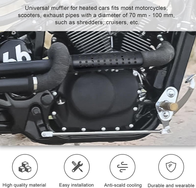Wevdn Motorcycle Heat Shield, Aluminum Motorbike Pipe Heat Exhaust Heat Shield, Pipe Heat Shield Cover Guard Protector with 2 Stainless Steel Clamps, Motorcycle Accessories (Black) - Image 5